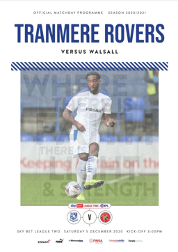 Tranmere Rovers v Walsall Match Programme 2020-12-05